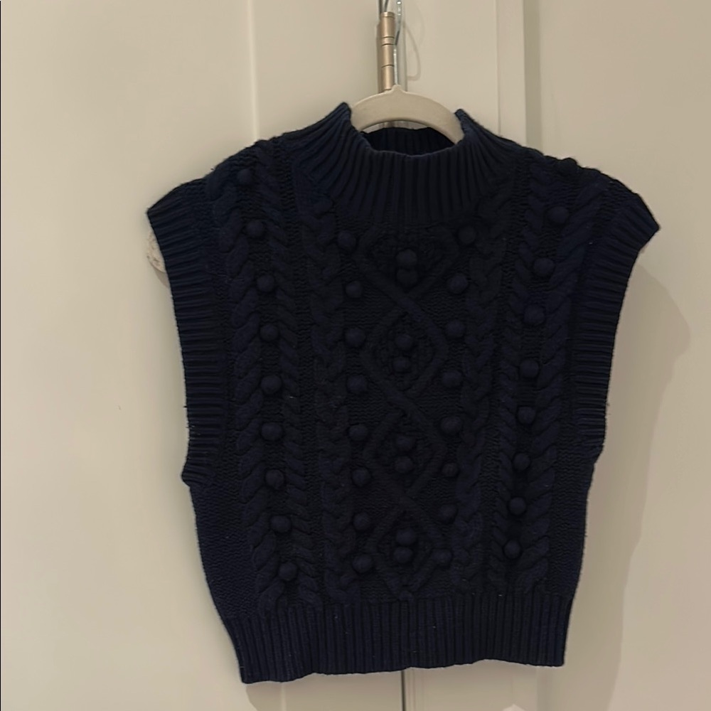 Navy Cable Knit Sleeveless Sweater